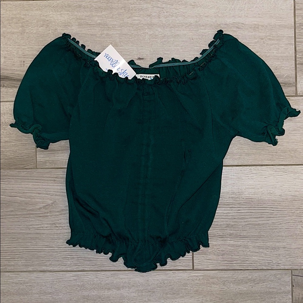 Thinkable Dark Green Off-the-Shoulder Shirt